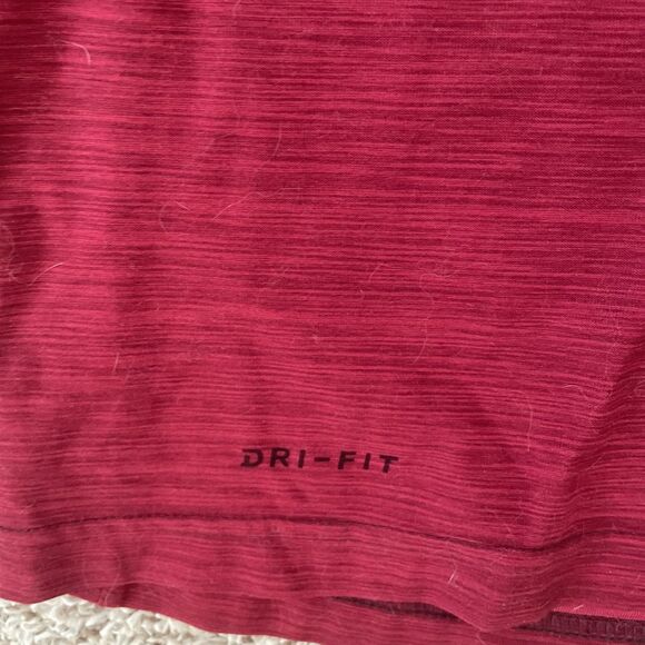 Nike Dri-FIT 1/4 Zip Long Sleeve Shirt Red‎ Mens M Running Training Top Gym Walk - Picture 3 of 7